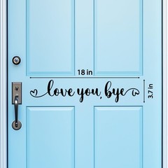YYDESN “Love You, Bye” Door Decal – Black Vinyl Entrance Wall Sticker – Farmh…
