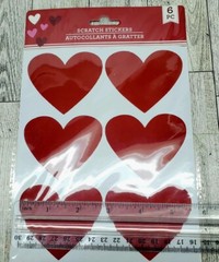 Heart Scratch Off Stickers 2.5″ or 1.5″ Red Silver Pink Valentines Day DIY Craft
