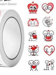 40 PCs 1-inch Valentines Day Cute Stick Figure Couple Romance Stickers