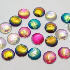 100 Mixed Color With AB Shell Acrylic Flatback Round Cabochons 10mm