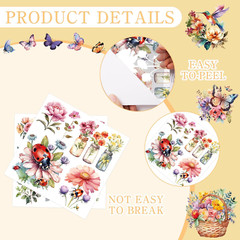 Insect Birds Rub on Transfer for Crafts: 16 Pcs Cute Animals Rub on Transfers fo