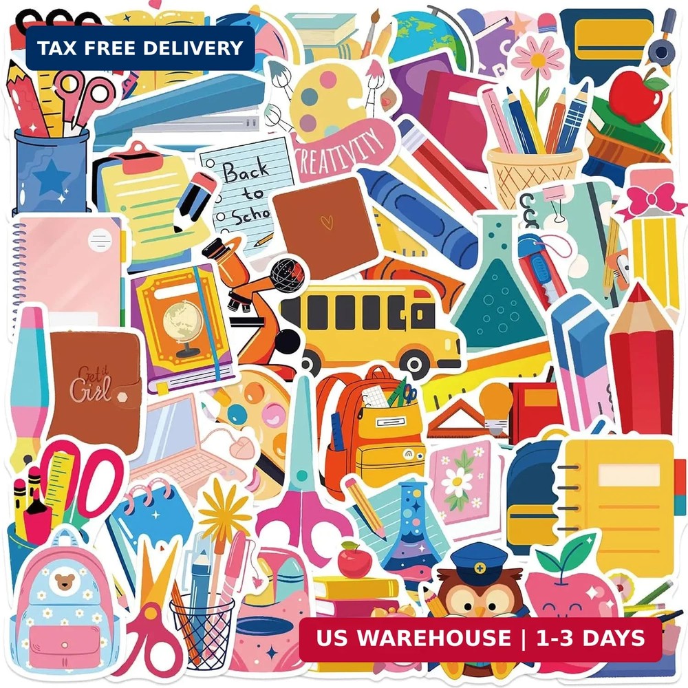 50 Pcs School Stickers Back to School Season Stickers Students Teacher Science D