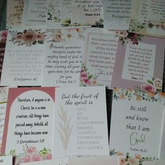 26 Scripture Cards w/ Wooden Stand Double-Sided Bible Verse Christian Gift idea