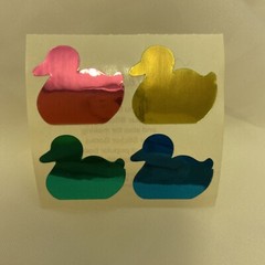 Vintage 1980s Stickers Mylar Foil Ducks Small World Greetings 1984 NOS Module