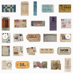 25 PIECES TICKET TAGS AESTHETIC STICKERS SCRAPBOOK JUNK JOURNAL PHONE PC #14