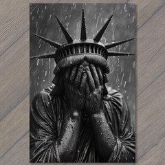 STICKER Statue of Liberty Weeps Cry Sorrow City Background New York Sad For US