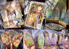 Glazed Flower Window Frame Stickes,60 Pieces Glitter Holographic Transparent PET