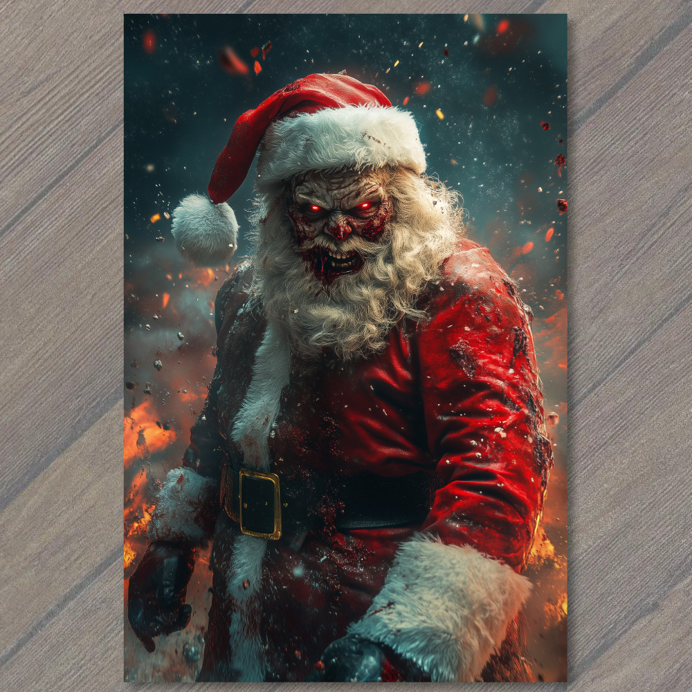STICKER Demon Santa Bloody Suit Fire Ash Rage Evil Christmas Horror Hat