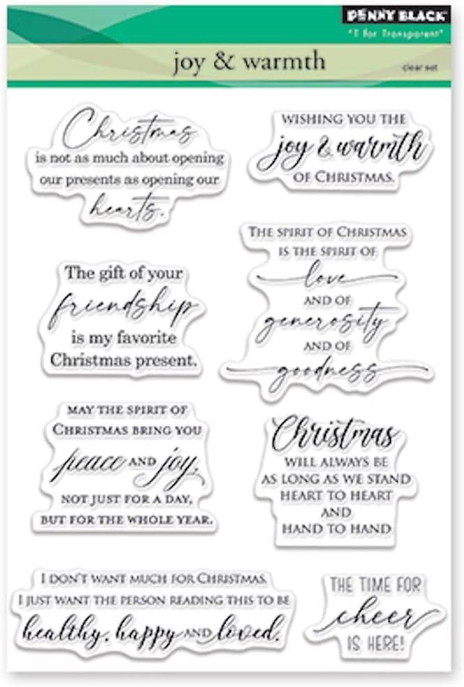New Penny Black Rubber Stamp JOY & WARMTH CHRISTMAS SENTIMENTS free USA ship