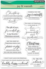 New Penny Black Rubber Stamp JOY & WARMTH CHRISTMAS SENTIMENTS free USA ship