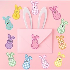 40 PCs ~1×1.2 Inch Cute Pastel Easter Bunny Stickers Decorations 9 Designs
