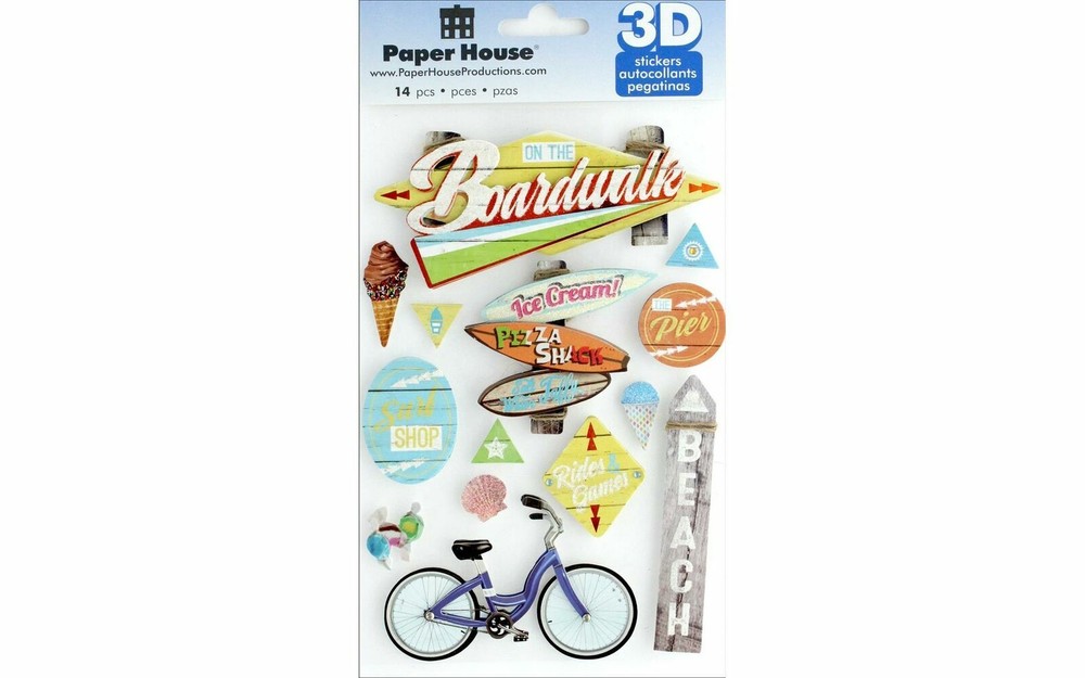 Paper House 3-D~ON THE BOARDWALK~raised sticker set~BNIP~Nice! FAST SHIP!!