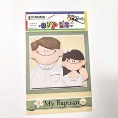 Pebbles Inc. Baptism Girl Brunette Cardstock Sticker Preacher Yellow Hair Flower