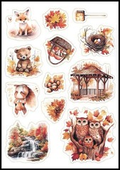 Stickers – Bear Fox Owl Squirrel – Thanksgiving CL162