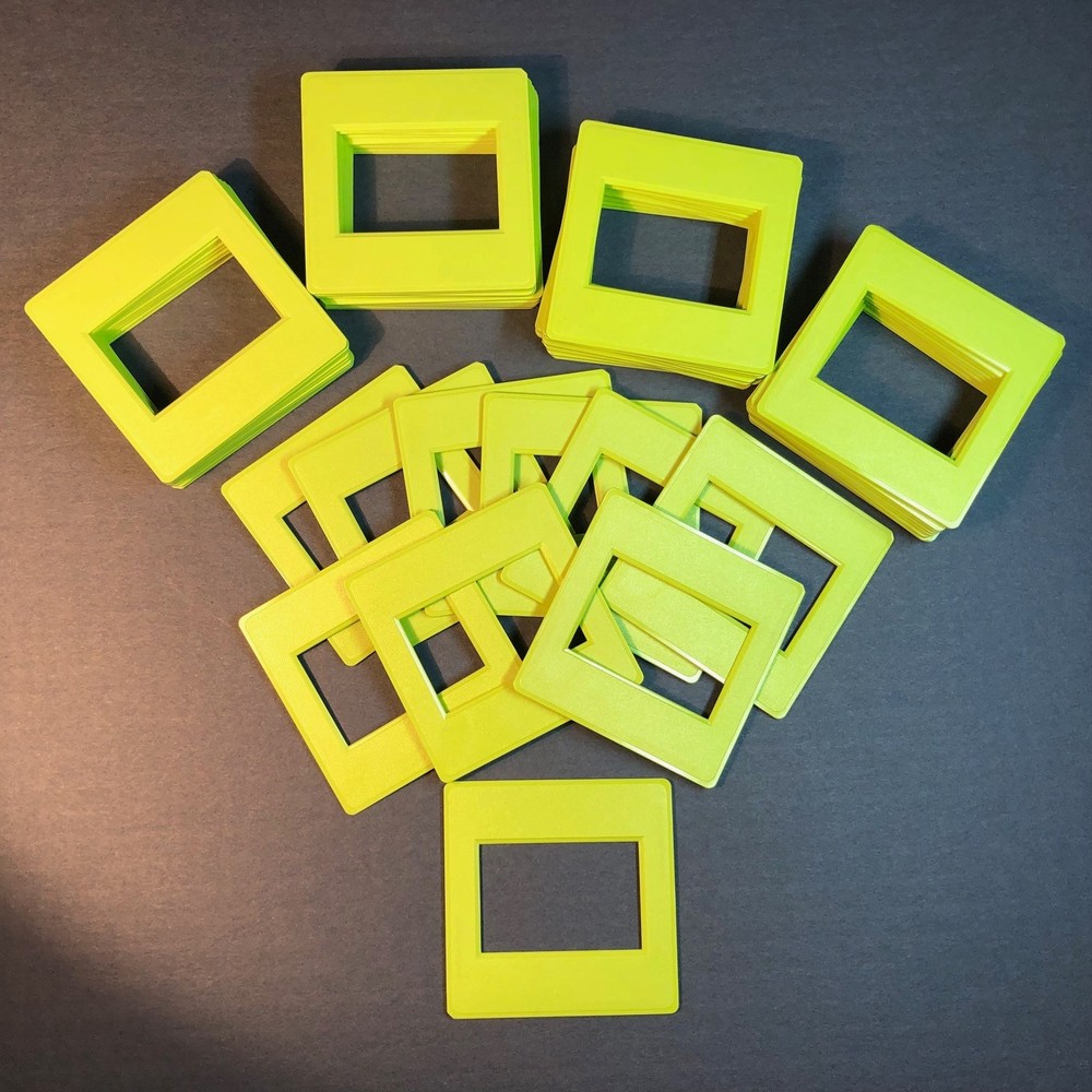 Set of 50 LIME GREEN COLORED SLIDE MOUNTS FRAMES FRONTS SCRAPBOOKING CRAFTING