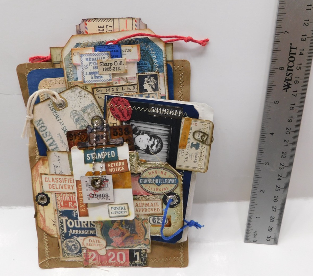 Junk Journal Add-Ons Handmade Tags Card Envelope File Clipboard Ephemera Set 8