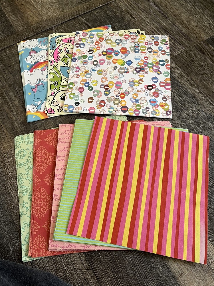 Lot Of 58 vintage scrapbook 12×12 paper, fabric, velvet sheets. Various Brands!
