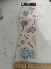 Cloud 9 Design Clear Multi-Color Glitter Fireworks Stickers 21PC Scrapbooking