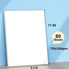 80 PCS White Cardstock Paper 8.5×11 Inch 200GSM Thick Printer DIY Craft