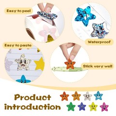 1000Pcs Smiley Face Star Stickers – 1 Inch Self-Adhesive Glitter Foil Sticker…