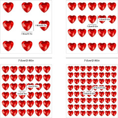 516-Piece Heart Rhinestone Sticker Kit for Crafts and Jewelry