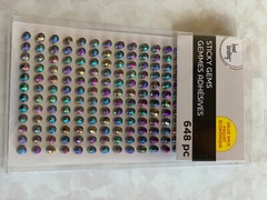 BEAD LANDING STICKY GEMS ROUND RINBOW GEMS 3 SHEETS 648 PCS