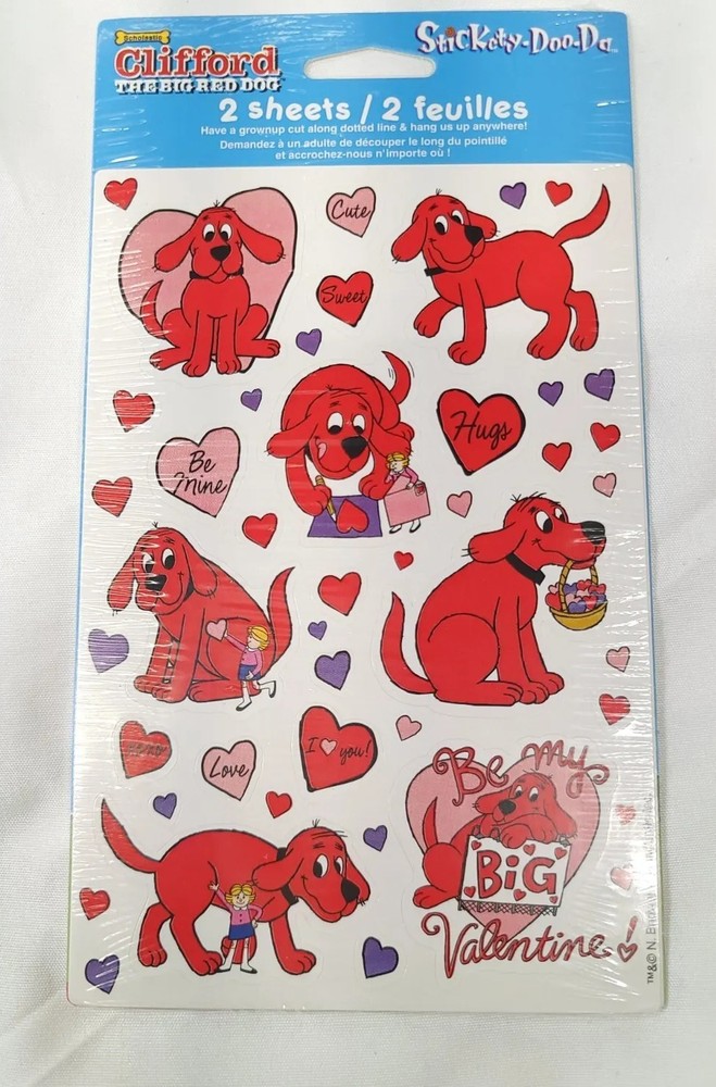 Vintage Clifford Valentines Day Stickety Do Da Stickers NIP NEW