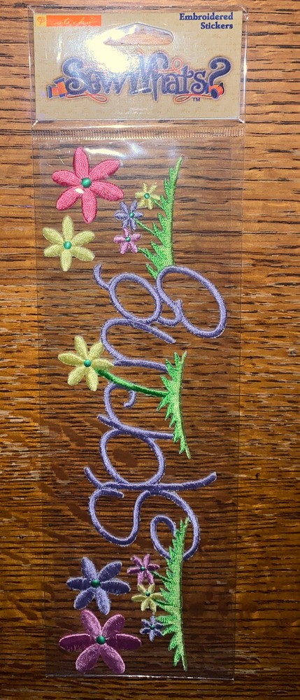 SEW WHATS Sticker Title EMBROIDERED ~ SPRING ~ Flower Beautiful 11″x3″ Scrapbook