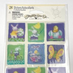 NEW Stickety Doo Da EASTER BUNNY EGG BUTTERFLY Green Glitter Sticker Sheet