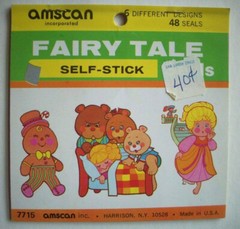 39 Vintage Fairy Tale seals stickers 3 bears pigs Red Ridinghood Jack Beanstalk