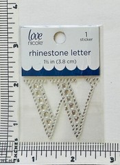 Letter W Rhinestone Sticker 1.5″ Clear Silver Glitter Scrapbook Monogram Bling