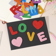 Alphabet Foam Stickers, 104Pcs Letters A-Z EVA Self Adhesive Glitters, Red