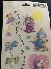 Miss Elizabeth’s Stickers Playtime Cute Monsters Animals Playing Bike Scooter