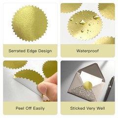200 Pcs 2 Inch Embossing Stickers Gold Foil Seals Stickers for Book Invitation