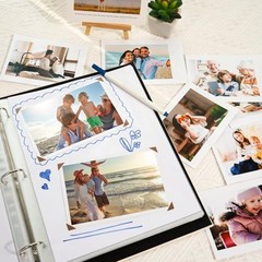 Vienrose 8.5×11 Scrapbook Photo Album 3-Ring Binder Leather Cover 100 Pages Beig
