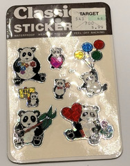 Vtg Panda Bear Prism Sticker Sheet 1980 Classic Stickers Hearts 80’s Love