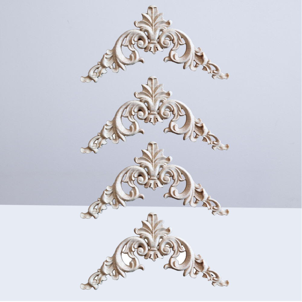 4 PCS Wood Onlay Wall Appliques Onlays Furniture Cabinet Stickers