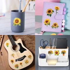 25Pcs Sunflower Stickers Floral Plant Scrapbooking Decorative Junk Journal DIY