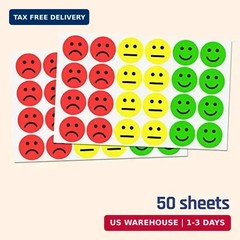 1200 Pieces – Happy Sad Smile Face Mood Emotion Stickers, Red/Yellow/Green | Beh