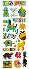 3D puffy Stickers CARS ANIMALS ZOO BIG FUN PARTY Horse Giraffe Turtle Rocket Sun