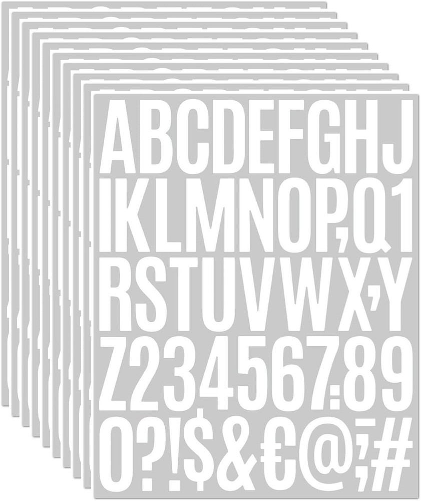 10 Sheets 500 Pcs Vinyl Letter Stickers, 2 inch Self-Adhesive Alphabet Numbers S