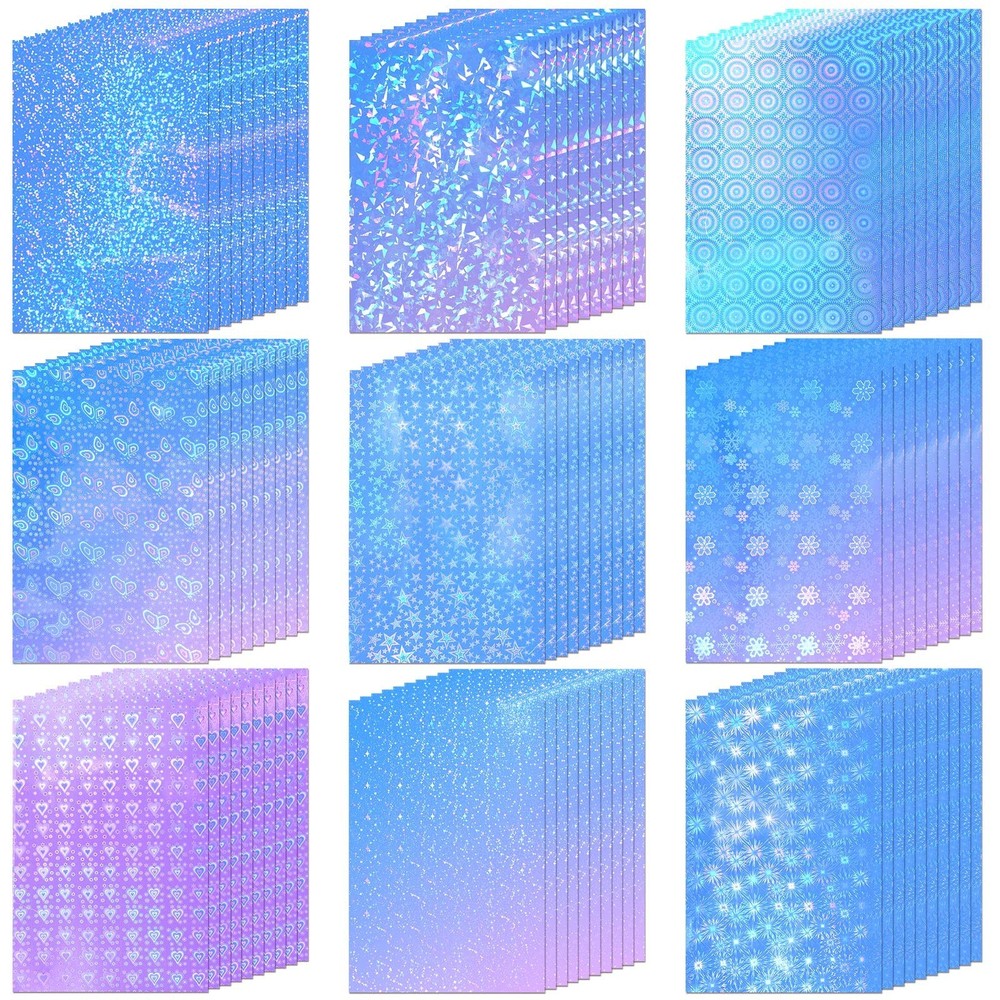 90 Sheets Holographic Vinyl Sticker Paper Glitter Craft DIY Scrapbooking 8.27…