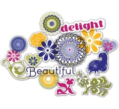 Little Yellow Bicycle Zinnia Cardstock Glitter Stickers 35 pieces