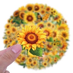 25Pcs Sunflower Stickers Floral Plant Scrapbooking Decorative Junk Journal DIY