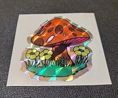 Mushroom Prismatic Prism 🍄 Vending Machine 80’s Sticker RARE!