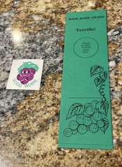 Vintage 1977 Bookmark Award – Grape Scratch n’ Sniff Sticker Terrific Good Work