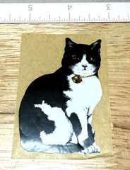 Vintage 80s Large Black and White Cat Sticker