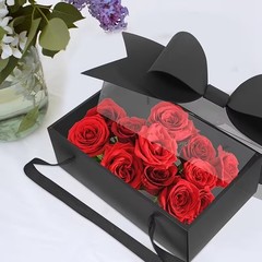 10pcs Vintage Floral & Fruit Clear Gift Boxes with Bows, Decorative Boxes3023