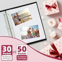 Vienrose 8.5×11 Scrapbook Photo Album 3-Ring Binder Leather Cover 100 Pages Beig