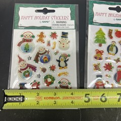 Christmas Puffy Stickers Happy Holiday 2 Designs Snowman Penguin Tree Ganz VTG